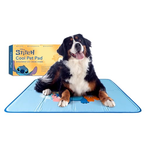 The Green Pet Shop Cool Pet Pad - Extra Large, Disney’s Stitch - Self-Cooling, Pressure Activated Mat for Dogs & Cats from 80+ lbs - Non-Toxic Gel, No Water Needed - color: Stitch, size: X-Large