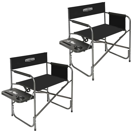 YOUNG WOOD Camping Directors Chair with Side Table, Foldable and Portable, Fishing,Trip,Picnic,Hike，Lawn,Sports,Beach,Outdoor Camping Chair for Adults,Drink Holder and Mobile Storage,2p - size: 2p