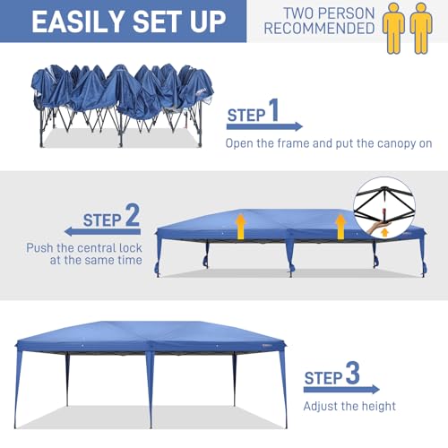 VINGLI 10x20 Pop Up Canopy Tent with Sidewalls, Outdoor Gazebo Canopy Tent, Patio Event Tents Outdoor Event Shelter for Parties (Blue) - color: Blue, size: 10x20