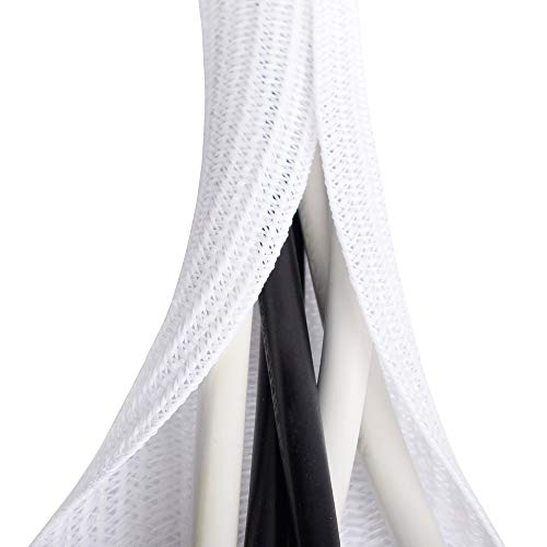 6.6ft - 2/3 inch White Cable Sleeve, Cable Organizer for Desk PC TV Computer, Wire Protector Cable Wrap Cover, Cord Management for Home Office - color: White, size: 6.6ft, 2/3''