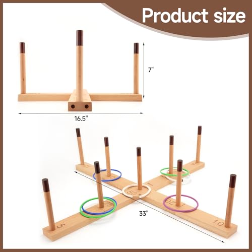Westant Ring Toss Game Outdoor - 33" Extra Large Outdoor Games for Adults and Family, Beechwood Giant Backyard Games, Ring Toss Game for Adults and Kids with 30 Rings & Carrying Bag - color: Natural Beech