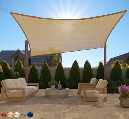 GORILLA GRIP Heavy Duty Sun Shade, UV Protection Fade Tear and Rust Resistant Rectangle Sunshade Canopy, Curved Edges Blocks Sunlight, Breathable Sail, Outdoor Patio, Lawn Garden, 8x10 FT Sand - color: Sand, size: 8' X 10', style: Rectangle