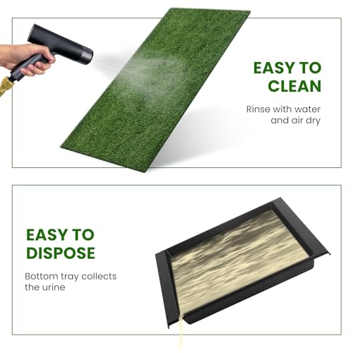 20 x 25 inches Dog Grass Pee Pads, 3-Layer Artificial Fake Grass Rug Pad for Puppy Potty, Washable Training Pad with Tray, Grass Mat for Dog Indoor Outdoor Use, Easy to Clean