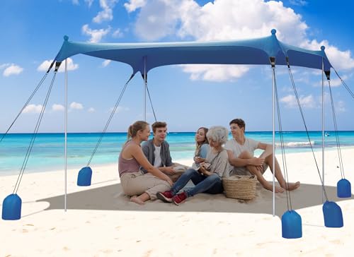 Gorich Beach Tent Sun Shelter with 8 Sandbags, UPF50+ Protection & Windproof Pop Up Beach Canopy Tent Sun Shade for Family, Travel & Camping, Easy Setup Canopy Umbrella - color: Navy, size: 7 x 7 FT