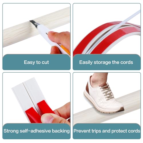 Floor Cord Cover Self Adhesive Cord Hider Floor Extension Cord Covers for Floor Power Cord Protector Cable Management Prevent Cable Trips Cable Cavity 0.32" W x 0.32" H (Beige Wood, 3.3Ft) - color: Beige Wood, size: 0.79" x 3.3'