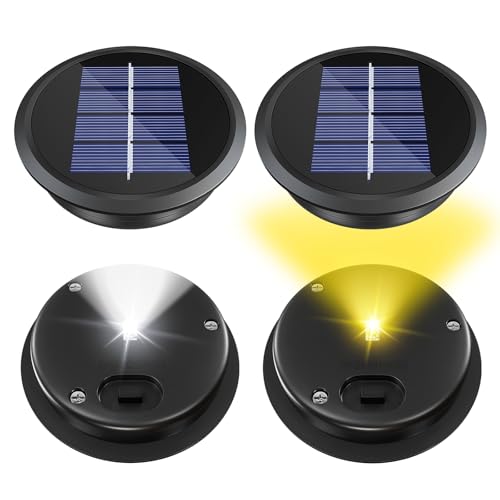 4 Pack Solar Light Replacement Top, Replacement Solar Light Parts for Lantern (Top 3.34 Inch, Bottom 2.83 Inch), Waterproof LED Replacement for Outdoor Garden, Pathway, Yard Lights & Decor - size: 3.34inch-4p