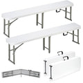 6ft Plastic Folding Bench with Carrying Handle & Lock, Portable Outdoor Bench in Garden Picnic Camping Dining Party Seat, Waterproof Bench for Soccer Activities, Firm and Durable (2Pack A) - size: 2Pack A