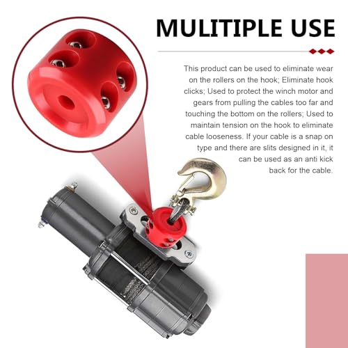 Car Winch Cable Hook Stopper, Rubber Winch Cable Protector with Allen Wrench, Line Saver for Wire & Synthetic Rope, Towing Hook Accessory for ATV UTV Truck SUV (Red) - color: Red