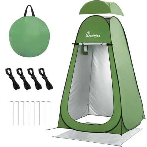 WolfWise Pop Up Changing Tent for Beach, Camping Portable Shower Tents, Outdoor Privacy Bathroom, Change Dressing Clothes Tent Pop Up Instant for Camp, Toilet, 6.2ft/6.6ft/6.9ft High - color: Green, size: Spacious Pro: 74.8" H, 47.2" W