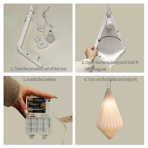 Battery Operated Outdoor Paper Lantern for Patio & Garden — Waterproof Hanging Decorative Light with Remote Timer, Foldable Paper Lantern with String for Backyard, Porch Decor - style: Geometric-1pc