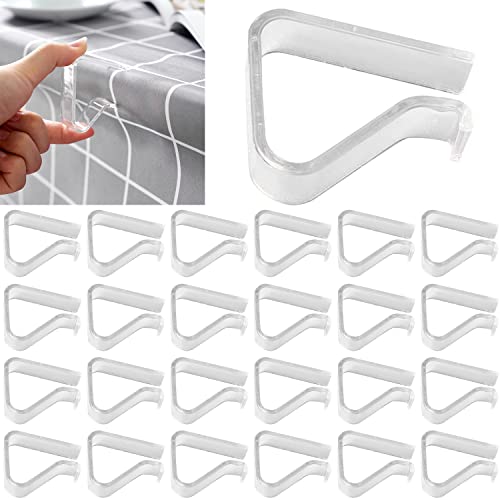 24 Pieces Transparent Clear Tablecloth Clips, Plastic Table Cloth Clips，Windproof Table Cover Holder Clamps，Table Cloth Holder for Christmas Home Wedding Party Indoor Outdoor Camping Picnic(24, Small) - size: Small