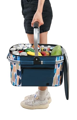 ALLCAMP Picnic Basket - Insulated Cooler, Thickening Foldable Picnic Basket with Removable Baskets & Sewn-in Frame, Basket for House Warming Gifts New Home(Graffiti Pattern) - color: Graffiti Pattern, size: Medium