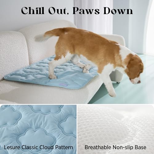 LE SURE Dog Cooling Mat for Extra Large Dogs -Q-Max>0.5 XXL Breathable Thin Cool Crate Pad with Chill Cold Fiber and Mesh Base Design, Portable Washable Pet Kennel Mat for Summer, 48x30,Blue - color: Blue, size: 48" x 30" (XXL)