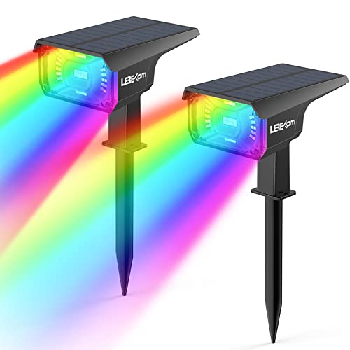 Solar Outdoor Lights,40 LEDs Color Changing RGB Solar Landscape Path Lights,USB & Solar Powered Multicoloured Spotlights,14 Colors Auto Cycling Spotlights for Yard,Garden,2 Pack - color: Multicolor, size: 2 Pack