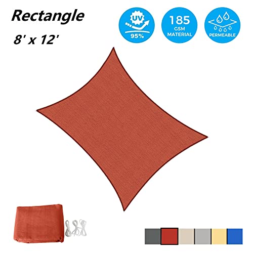 AsterOutdoor Sun Shade Sail Rectangle 8' x 12' UV Block Canopy for Patio Backyard Lawn Garden Outdoor Activities, Terra - color: Terra, size: 8' x 12'