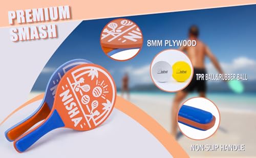 Nisha Lite Paddle Ball Set - Complete Set with 2 Balls and 2 Rackets | Interactive Indoor, Outdoor and Beach Game