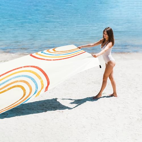 110''×118'' Beach Blanket, Waterproof Sandproof Beach Mat Lightweight Outdoor Picnic Blanket for Travel, Camping, Hiking - color: Rainbow Arches, size: 9x10 FT (1～8 person)