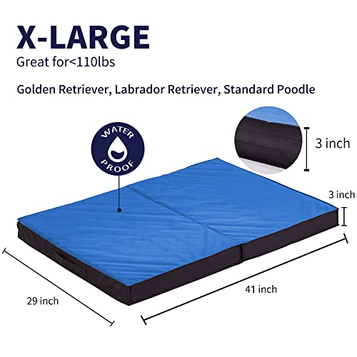 Outdoor Dog Bed - Waterproof, Portable, Foldable, Orthopedic for Large Dogs - 41" All Weather Use - color: Navy Blue, size: X-Large