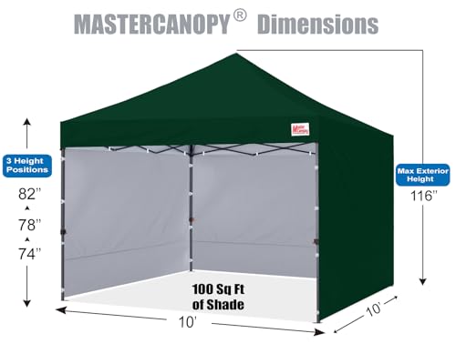 MASTERCANOPY Heavy Duty Pop up Canopy Tent with Sidewalls (10x10,Forest Green) - color: Forest Green, size: 10x10