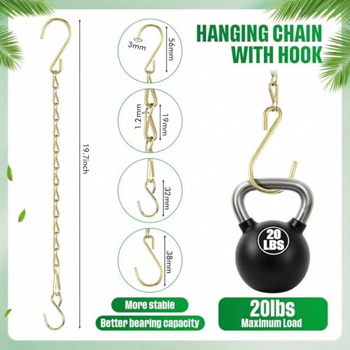 EBOOT 2 Pcs Hanging Chain for Bird Feeders, Planters, Lanterns and Ornaments(19.7 Inch,Gold) - color: Gold, size: 19.7 Inch
