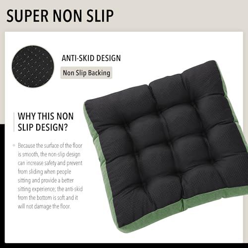 Tromlycs Floor Cushions Pillows for Adults Sitting Large Square Seating Pillow Gel Memory Foam 20 x 20 x 4 Inch Green Set of 2 - color: Green
