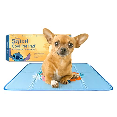 The Green Pet Shop Cool Pet Pad - Extra Small, Disney’s Stitch - Self-Cooling, Pressure Activated Mat for Dogs & Cats from 0-8 lbs - Non-Toxic Gel, No Water Needed - color: Stitch, size: X-Small