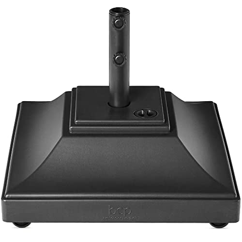 Best Choice Products Fillable Mobile Umbrella Base, Heavy Duty Base, Square Tiered Market Stand for Patio, Deck, Outdoor w/ 4 Wheels, 2 Locks, 2 Knobs, 120lb Capacity - Black - color: Black