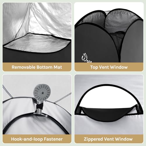 WolfWise Pop Up Changing Tent for Beach, Camping Portable Shower Tents, Outdoor Privacy Bathroom, Change Dressing Clothes Tent Pop Up Instant for Camp, Toilet, 6.2ft/6.6ft/6.9ft High - color: Black, size: Spacious Pro: 74.8" H, 47.2" W