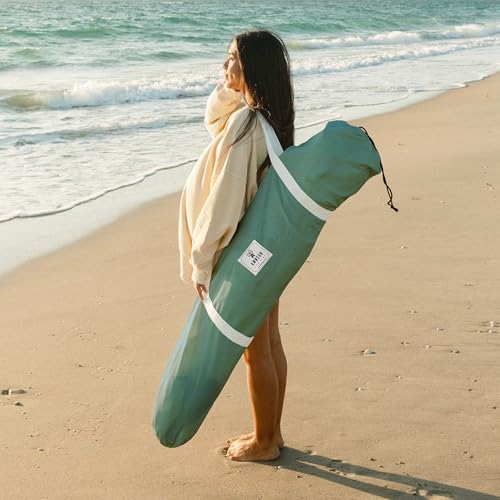 AMMSUN Beach Cabana with Fringe, 7' x 7' Boho Beach Canopy with Tassels, Easy Set up & Premium Wood Pole, Cabana Tent with Sand Pockets, Instant Sun Shade for Sand, Garden, Patio, Mint Green - color: Mint Green