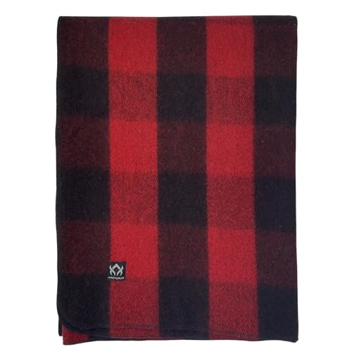 Arcturus Military Wool Blanket - Warm, Thick, Washable - Great for Outdoors, Camping, Stadium Blanket, Picnics, Travel - Car & Bushcraft Survival Kits - color: Red Buffalo