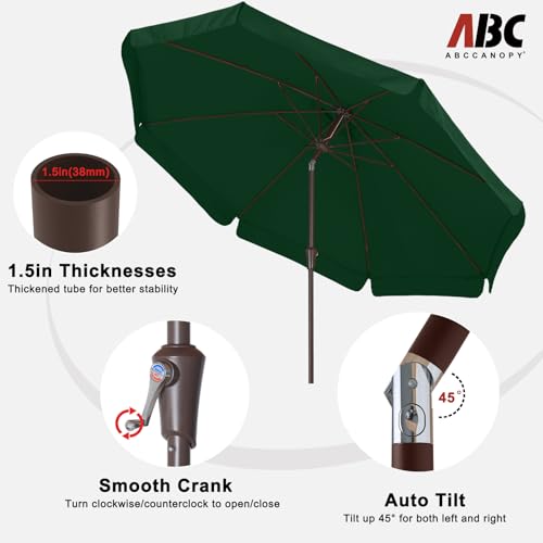 ABCCANOPY 9ft Scalloped Patio Umbrella, Outdoor Table Umbrella with Tilt and Crank, Fiberglass Ribs Deck Umbrella for Patio, Pool, Garden, Picnic (Green) - color: Green, size: 9ft