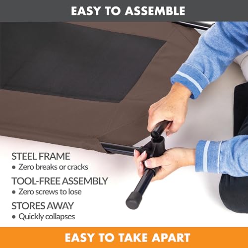 K&H Pet Products Original Elevated Pet Cot Tan with Microfleece Pad - color: Chocolate/Black Mesh, size: Medium