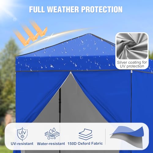 6x4 Pop Up Canopy Tent with Four Wall Panels, Instant Portable Beach Canopy, Outdoor Tent with Carry Bag for Camping, Sports, Tailgating, Events, Blue - color: Blue, size: With Four Walls
