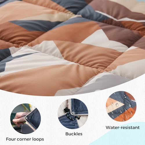 SUNNYFEEL Warm Camping Blanket, Packable Printed Blanket for Cold Weather, Waterproof Outdoor Blanket with Snap Buttons, Wearable Shawl for Camping, Hiking, Stadium, Picnic (55"x79") - color: Mountains