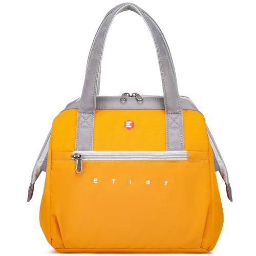 ETidy Fashionable & Lightweight Reusable Lunch Bag Large Capacity Waterproof & Leak Proof Lunch Box Insulated Cooler Lunch Tote For Women Adult To Work Travel Outdoor(Yellow) - color: Yellow