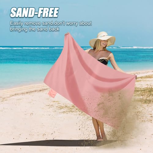 Odoland Beach Blanket Picnic Blanket, 43.3" x 27.5" SandProof Waterproof Outdoor Pocket Blanket with Portable Bag, Foldable Lightweight Sand Free Beach Mat for 1 People Hiking, Camping, Travel, Pink - color: Pink, size: 27.5" x 43.3"(1 People)
