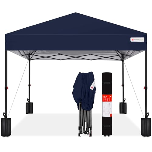 Best Choice Products 10x10ft Pop Up Canopy Tent, Outdoor Shade, 1 Person 1 Minute Set Up, Carry Case, 4 Weight Bags - Navy Blue - color: Navy Blue, size: 10x10ft
