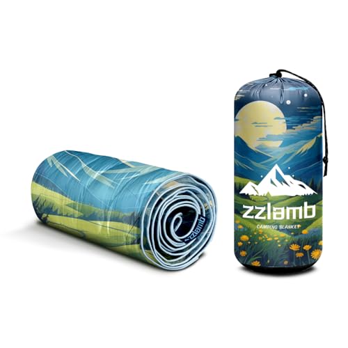 zzlamb Camping Blanket for Cold Weather,Outdoor Puffy Blanket Portable Down Alternative,Windproof Warm Cloak with Snaps,Cozy Quilt Backpacking Picnic RV Travel Plane Car Hammock Beach Climbing - color: Chirping of Summer Night, size: 52x75in