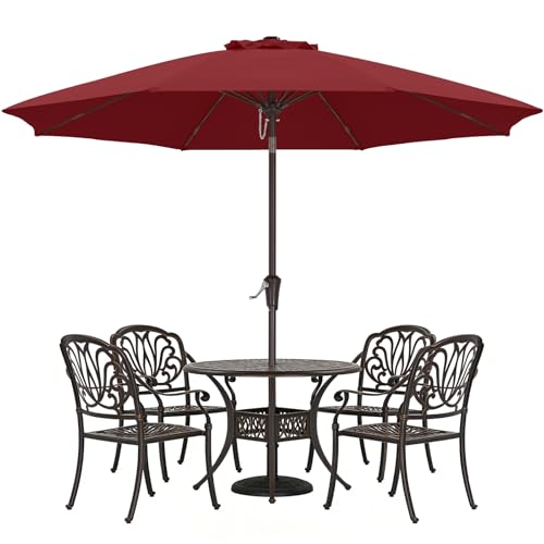ABCCANOPY 10FT Patio Umbrella, Outdoor Waterproof Table Umbrella with Push Button Tilt and Crank, 8 Ribs UV Protection Pool Umbrella for Garden, Lawn, Deck & Backyard (Wine Red) - color: Wine Red, size: 10FT