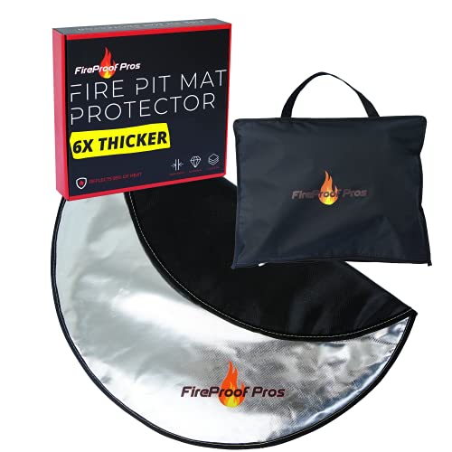 Fireproof Pros 36" Fire Pit Protector for Deck or Patio, Thick Heat Resistant Deflector, Triple Layer BBQ Mat - size: 36 Inch Diameter