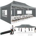 COBIZI 13x26 Heavy Duty Pop Up Canopy Tent with 6 Sidewalls Thicken Frame, Commercial Easy Up Outdoor Wedding Party Tents, All Season Waterproof Windproof with Stakes Sandbags Ropes Roller Bag, Gray - color: Gray, size: 13x26