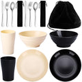 Kyraton Camping Utensils - Travel & Picnic Mess Kit, Silverware Set Includes Knife, Spoon, Fork, Cup, Bowl, Plate - Camping Essentials for 2 - color: B. 2 Person