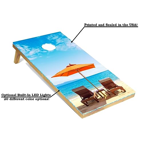 Tailgating Pros Cornhole Board Set w/Bean Bags and Carrying Case - 4'x2' Corn Hole Toss - Tournament and Lightweight Options - Optional LED Lights - color: Umbrella, size: 4'x2' Boards