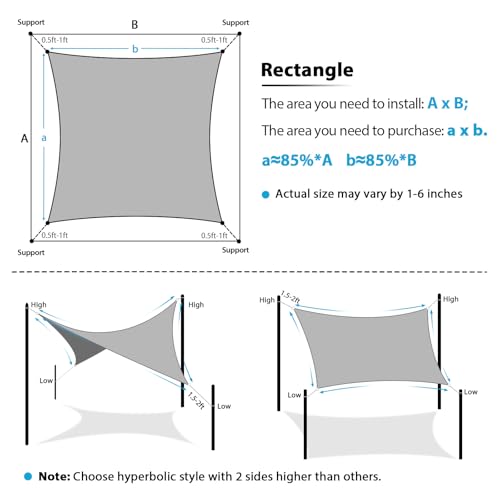 Amagenix Shade Sail 8'X16' Rectangle Sand UV Block Breathable Sun Shade Canopy for Outdoor Patio Garden Deck Backyard, Customizable