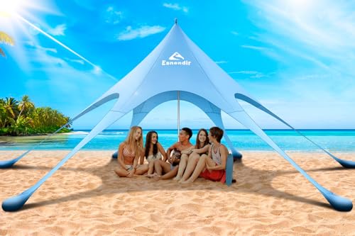 Beach Tent Sun Shelter & Portable Beach Canopy UPF 80+ UV Protection, Beach Shade Canopy with 6 Sandbags, Sand Shovel Ground Pegs for Outdoor Camping, Picnics (12x12 Ft, Sky Blue) - color: Sky Blue