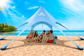 Beach Tent Sun Shelter & Portable Beach Canopy UPF 80+ UV Protection, Beach Shade Canopy with 6 Sandbags, Sand Shovel Ground Pegs for Outdoor Camping, Picnics (12x12 Ft, Sky Blue) - color: Sky Blue