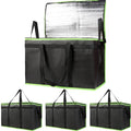 Bodaon 4-Pack Cooler Insulated Food Delivery Bag, Rideshare Delivery Bag, XXX-Large Thermal Bags for Catering/Hot Pizza, Travel/Camping/Picnic/Grocery Reusable Warmer Frozen, Black-Green Edge - color: Black-green Edge, size: XXX-Large