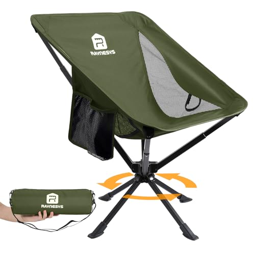 Raynesys Portable Camping Chair 1 Pack, 8 Seconds Quick Setup Folding Camping Chair, Flexible 360° Rotation, 3.8Lb Lightweight Travel Chairs for Easy Carry to Hiking, Sporting, Beach, Army Green - color: Army Green, size: 1 Pack