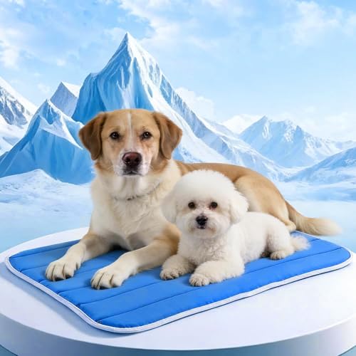 Dog Cooling Mat, Cold Memory Sponge Cooling Mat for Dog,Foldable Crate Pet Bed, (Q-Max > 0.45) Long-Lasting Cool & Keep Your Pet Cool. (XX-Large - (51 x 43 Inch)) - size: XX-Large - (51 x 43 Inch)