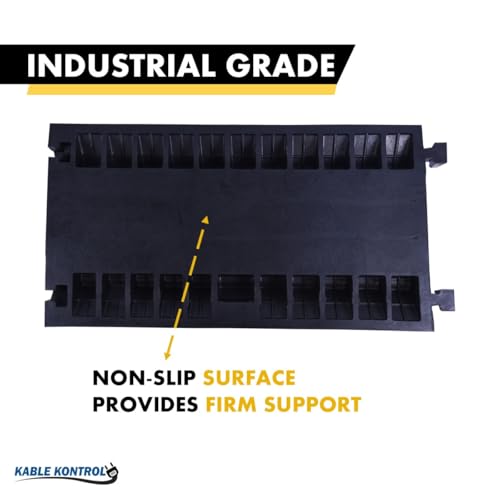 Kable Kontrol Atlas Heavy Duty Cable Protector Ramp - 5 Channel - 1 Pc - 36" Long Black & Yellow - 36,000 Lbs Capacity - Rubber Speed Bump Wire Protector Cord Cover - CP9988 - size: 5 Channel - 1 Unit